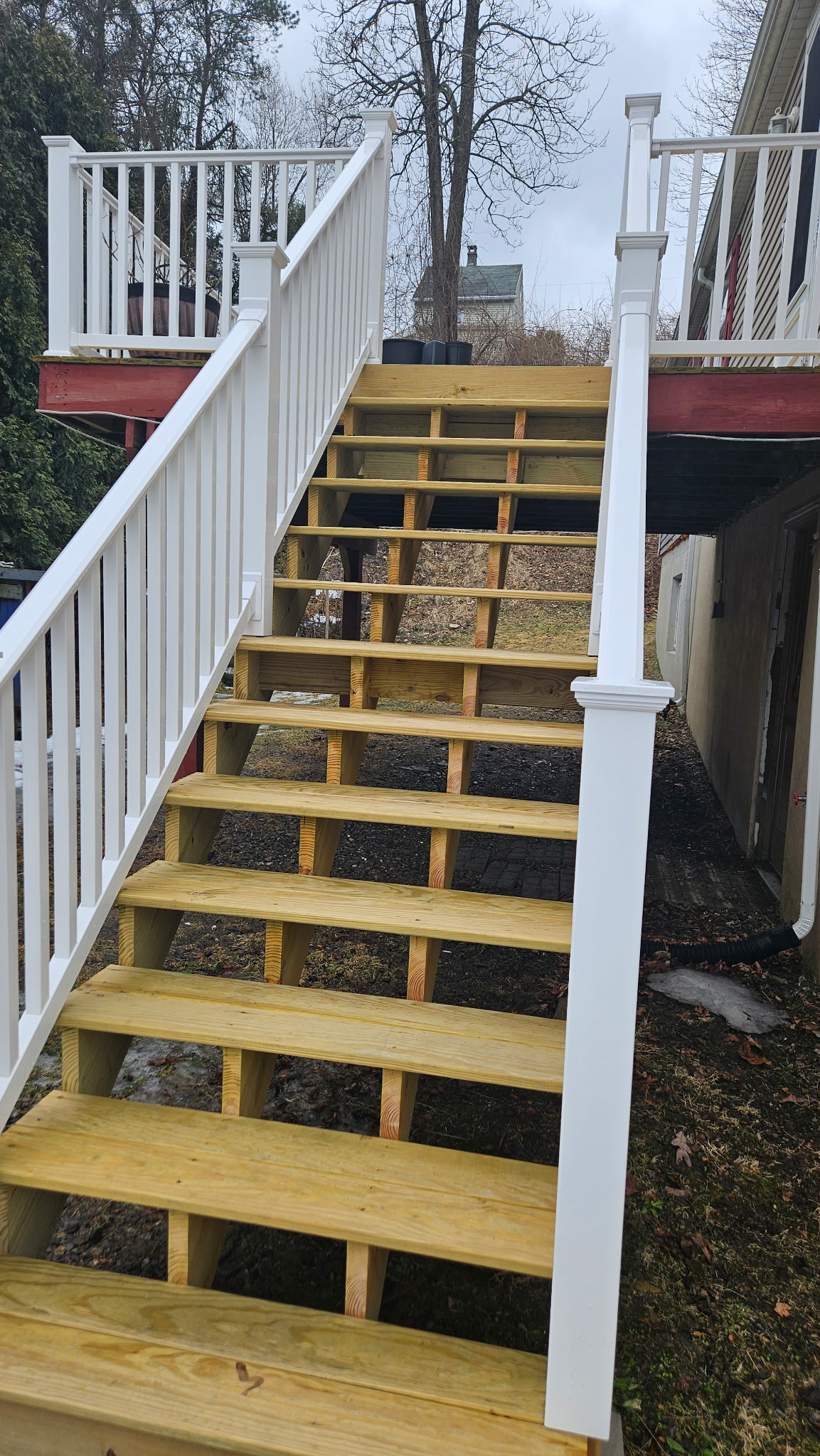 New deck stairs installed by Jared D. Aungst Construction.